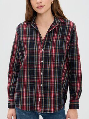Frank & Eileen sz M EILEEN RELAXED SHIRT Plaid Shirt in Red and Black $258